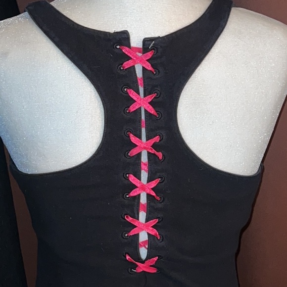 Metal ☠️ Mulisha Black 🖤 Pink 💗 Racer-Back Camisole Size Medium - Picture 5 of 7